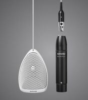 MINIATURE WHITE CONDENSER BOUNDARY MICROPHONE, CARDIOID, DETACHABLE PREAMP W/XLR, 12&#39; ATTACHED CABLE